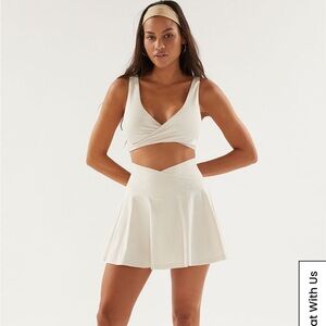 Pacsun Active Blaire Crossover Sports Bra and Crossover skort ivory tennis set